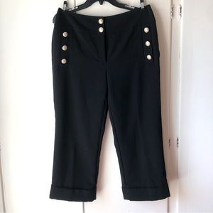 Chico’s black capri cuffed pants with silver button detailing